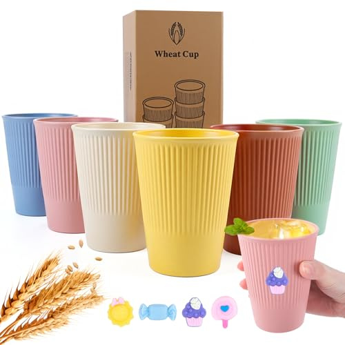Koxtyzo 6 Pièces Gobelet en Plastique Réutilisable, 350 ML Gobelet en Plastique PP Incassable de pour le Café, Le thé, Le Lait et Les Jus de Fruits, Sans BPA, Passe au Micro-ondes et au Lave-vaisselle