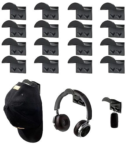 Drasohuija 16 Stück Selbstklebende Hut-Organizer Huthaken,Hut-Halter Hutständer Haken,Cap Halterung Wand,Kappenhaken für die Wandmontage Hutaufbewahrung Huthalter Für Baseball Kappe,Schwarz