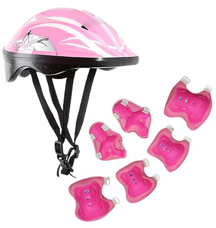 Casco da skateboard - Set di equipaggiamento protettivo per bambini con cappello di sicurezza, ginocchiere, gomitiere, supporto per il polso, fori di ventilazione traspiranti | Attrezzatura per scoote