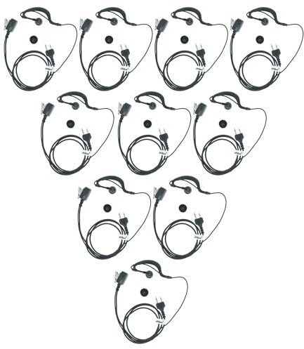 vhbw 10 x headset kompatibelt med Alinco DJ-196, DJ-195, DJ-175E, DJ-446, DJ-175, DJ-195E, DJ-193E, DJ-193 radio – svart