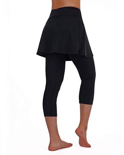 ANIVIVO Tennis Skirted Leggings Women with Pockets Capris Skorts Leggings with Skirts& Women Tennis Clothing - - Large