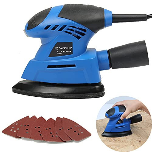 Detail Electric Sander, 130W Corded Hand Palm Sander, 12,000 RPM Mouse Sander with 6pcs Sanding Paper, Compact Sander Machine with Dust Extraction Port for Wood Finishing, DIY Home Decoration