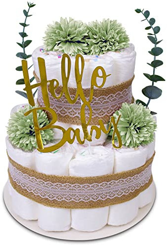 MilaBoo® Windeltorte Vintage Eukalyptus Grün I hochwertiges Neugeborenen Geschenk mit Windeln (grün)