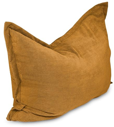 chilly pilley Puf Cojín De Suelo De Pana Puf Relleno De Espuma De Poliestireno Puf Gigante Material De Cuerda Cojín De Asiento Cojín De Jardín para Tumbarse Y Sentarse Pana 100x70 Miel