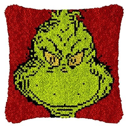 Latch Hook Cushion Kits for Adults, Latch Hook Pillow Case Kits Embroidery Kits 17X17Inch, DIY Needlework Pillow Cover Sofa Cushion Rug Making Kits, DIY Craft Kits 43x43 cm - Pillowcase B001