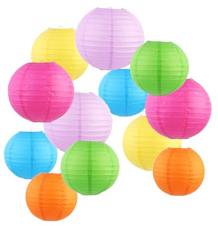 ZYOOO 12pcs Paper Lanterns,15/20/25cm Round Hanging Paper Lanterns Decoration for Wedding,Graduation,Anniversary,Birthday Party,Home,Garden Decoration(Pastel)
