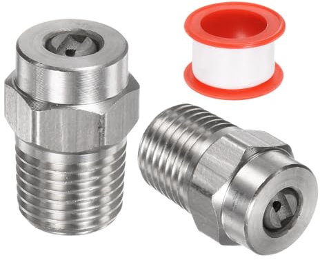M METERXITY 2Paquets Embouts de Nettoyage de Surface - 15 Degrés 1/4 Mâle NPT Buses de Nettoyeur Haute Pression, Remplacement de Buse de Nettoyeur, en Acier Inoxydable(Orifice de 1,514 mm)