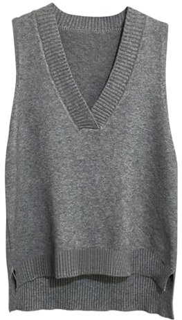 shownicer Pullunder Damen Strick Weste Ärmellos V-Ausschnitten Pulli Herbst Winter Ärmellose Pullover Eleganter Lässig Oberteile A Grau M