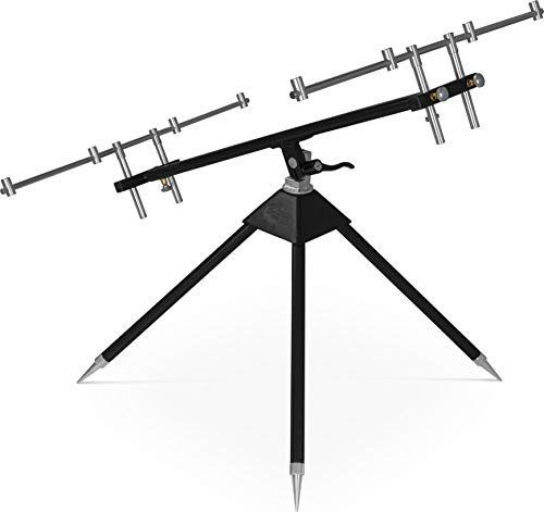 normani Rutenhalter Rutenauflage Rod Pod Rutenständer aus Aluminium für 4 Ruten mit Teleskopfüßen Angel-Ständer mit Transporttasche Farbe Schwarz