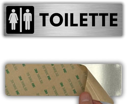 LEIASA | Segnale adesivo Bagno Uomo Donna - 5x18 cm - Spessore 0,8 mm - Alluminio - Cartello Servizi Condivisi - Segno Bagno Unisex - Cartello adesivo 3M - Servizi Uomo Donna