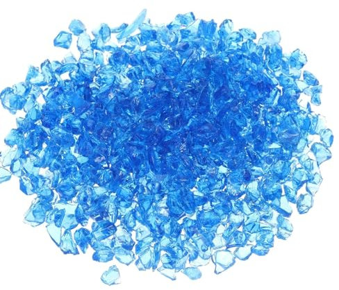 Canollo 100g Muggelsteine Bunt Kinder, Glasnuggets Bunt, Glassteine Bunte Deko, Dekosteine für Vasen 7-9mm, Premium Muggelsteine Groß Deko, Legematerial, Mosaiksteine zum Basteln (Dekosteine Blau)