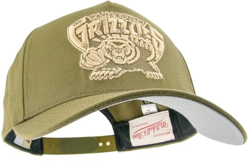 Mitchell & Ness NBA Fashion Basic Pro Snapback Gorra con Snapback Oliva Blanca Ajustable Hombres Mujeres Niños Unisex Primavera Verano Otoño Invierno, Olive Vancouver Grizzlies, Talla única