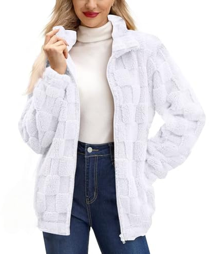 Couawaticy Women's Long Sleeve Full Zip Soft Warm Fleece Jacket
