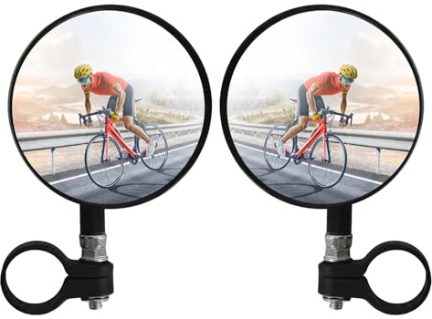 2 Pezzi Specchietto Retrovisore Bici,360° HD Regolabile Rotazione Ciclismo Retrovisori,Specchio Convesso, Specchietto Retrovisore in Vetro per Bicicletta,Mountain Bike 22-24mm