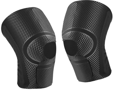 Qsvbeeqj Rodillera ajustable con estabilizadores, manga transpirable para hombres y mujeres, correr, baloncesto, fitness, protección de rodilla absorbente