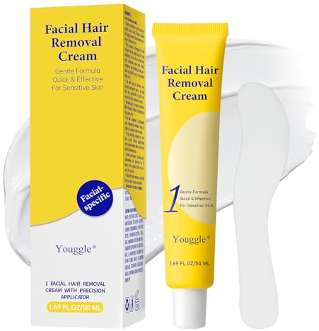 Facial Hair Removal For Women, Painless & Gentle Hair Removal Cream | Chin | Upper Lip | Cheeks for Sensitive Skin (5 Min, 7 Days) - 1.69Fl Oz