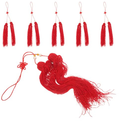 AMUSLESUR Borlas de Espada de Tai-chi 6 Piezas Rojo Colgantes Decorativas para Espada China Artes Marciales Adorno Brillante para Competición y Entrenamiento
