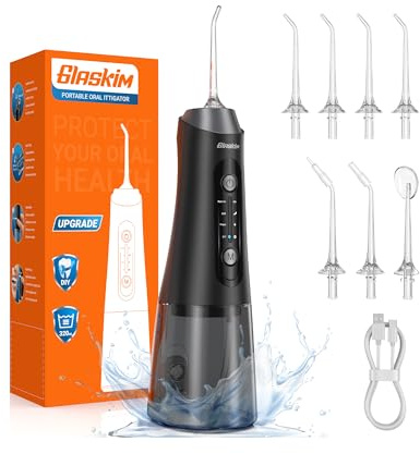 Glaskim Jet Dentaire Hydropulseur et Irrigateurs Oral Water Flossor Noir