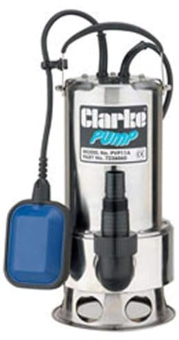 Clarke PVP11A 1½ 1100W Submersible Dirty Water Pump, 258Lpm Flow, 11m Lift, Float Switch, Stainless Steel