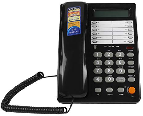 Corded Telephone Wired Home Hotel Corded Desktop Phone Office Landline Telephone DTMF/Support (Black)