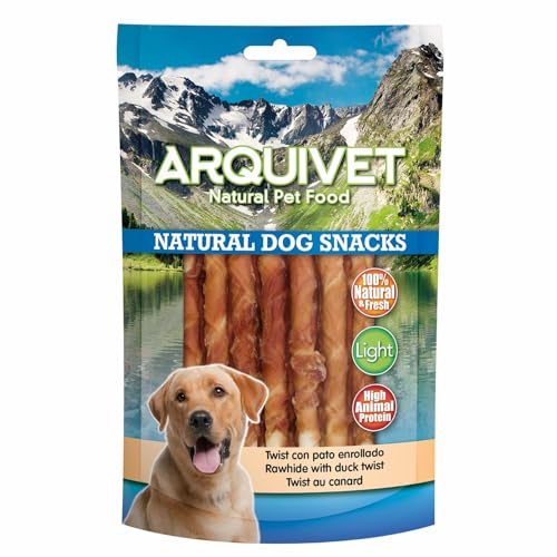 Arquivet, Twist de pato enrollado, Snacks Naturales para perros, Chuches para perros, Golosinas para perro, Premios y recompensas para tu mascota, 13 cm, 100 g
