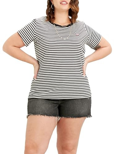 Levi's Damen Plus Size The Perfect Tee T-Shirt, Raita Stripe Caviar, 2XL