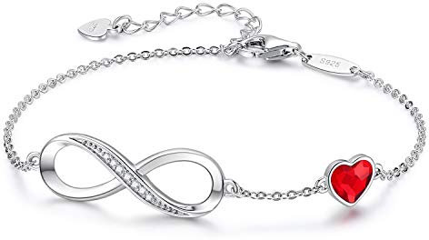 Infinity Armband Damen 925 Sterling Silber Rosegold or Edelstahl, Unendlichkeit Herz Armbänder Kristallen Armkette Valentinstag Muttertag Geburtstags Weihnachten Geschenk für Sie Frauen Freundin mama