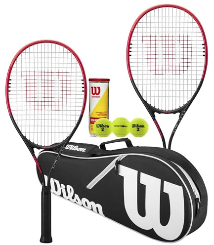 Wilson Federer Tennis Racket Twin Set With Wilson Advantage Racket Bag and 3 Championship Tennis Balls