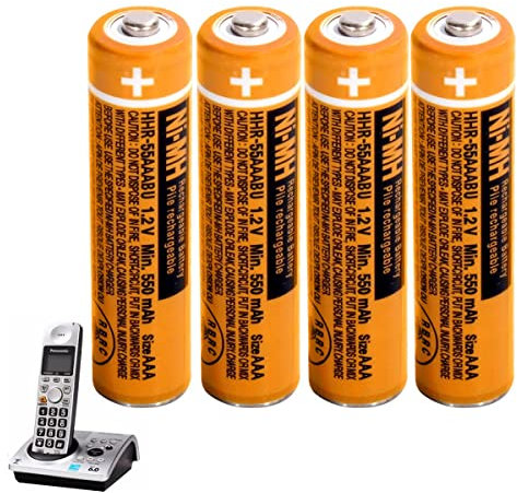 AAA Akku NiMH 550mah 1,2V für Panasonic 4 Stück Wiederaufladbare AAA NiMH Batterien für schnurlose Telefone HHR-55AAABU