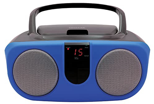 Proscan PRCD243M-BLUE 2.4-Watt-RMS Portable CD Boom Box with AM/FM Radio (Blue)