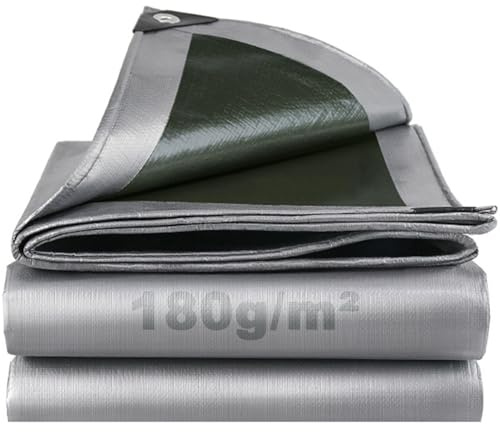 Telo Impermeabile Esterno 3x5m 180 g/m² PE con Rinforzato Occhielli, Telone Resistente ai Raggi UV Agli Strappi, Telo Protettivo Copertura Multiuso per Mobili da Giardino Barche Legno Piscina Camion