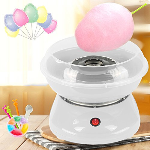 Machine Barbe à Papa, Cotton Candy avec 10 Bâtonnets et Cuillère, Machine Sucre Candy pour Maison et Fete Foraine Anniversaire Enfant (A-Blanc)