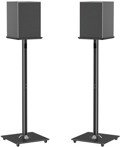 ELIVED Supporto universale per altoparlante 808 mm di altezza con base in vetro per altoparlanti satellitari, gestione dei cavi integrata per Teufel JBL Sony, ecc. 10 kg di carico