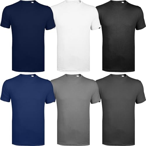 Men's 6 Pack Assorted Crew Neck Short Sleeve T-Shirt Blank Tee in Multi-Top Colors, Perfect for Holiday Shirts, Plain T-Shirt Gift Set, Pack of 6 Assorted, XL