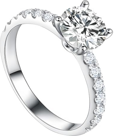 MenYiYDS Zircone Cubique 2.5CT Simple Brillante AAA Solitaire Bague De Fiançailles Fine Bande Pave Argent Bague Mariage 925