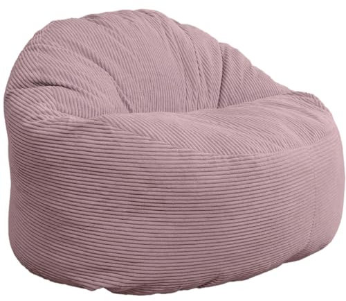 bananair - Sitzsack aus Cordstoff Breit Gerippt für Erwachsene und Kinder - Weich, Bequem und Elegant - Optimale Unterstützung - Sitzsack Sessel XXL mit Füllung, Bean Bag (100 cm, Lila Flieder)