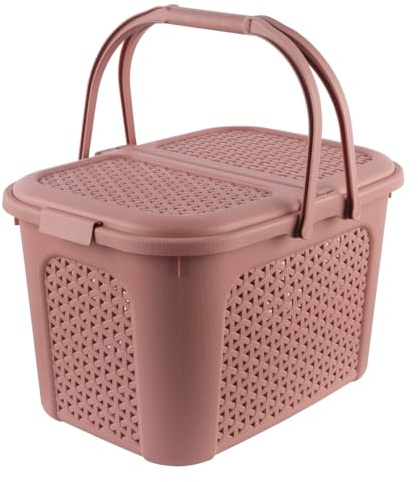 keeeper Nordisk röd rottingstil picknickkorg, 35 x 46 x 28,5 Inka sortiment