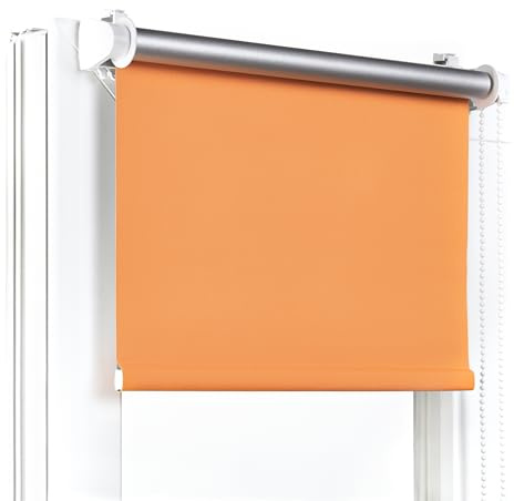 Fenster DEKOR - Rollos Für Fenster Ohne Bohren Orange - Verdunkelungsrollo B100 x H150 cm - Klemmrollo Verdunkelung - Fensterrollo Für Balkontüren - Verdunklungsrollo Leicht Zu Installieren