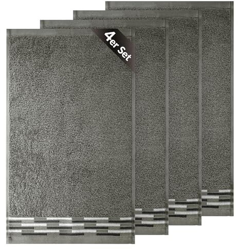 Lashuma Gästehandtücher Grau 30x50 cm, Lugano 4er Set Handtücher klein