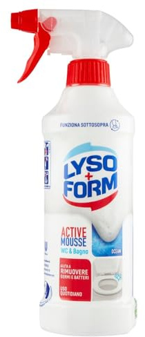 Lysoform Active Mousse Ocean, Detergente Bagno, Azione Anticalcare, Igienizzante Bagno Contro Germi e Batteri, Funziona Anche Sottosopra, Formula a Schiuma Compatta, Formato 435 ml