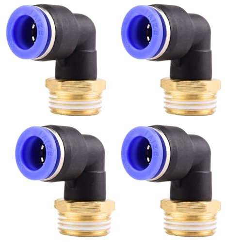 4 pezzi 12 mm 1/2” PT Raccordi pneumatici a gomito a 90° con filettatura maschio Raccordi pneumatici a sgancio rapido per tubi flessibili push-in Connessione aria compressa push-in