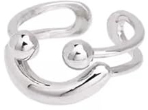 Crymystal bohemisk stil leende ring silver smile knuckle ring lager öppet finger retro stapelbar ring justerbart smycke för kvinnor och flickor gåvor, Metall, Konstgjorda ädelstenar