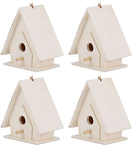 Nichoirs à Oiseaux pour l'extérieur, Nichoirs pour l'extérieur, Nichoirs à Oiseaux avec Bois 4 Pièces pour Décoration de Jardin et de Cour