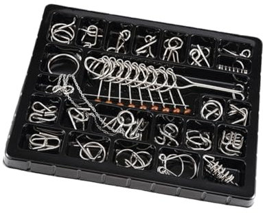 UPKOCH 25-piece Brain Teaser Ring Puzzle Set for Kids and Adults Iq Puzzle Game Educational Metal Wire Disentanglement Toys for Family Fun and Parties