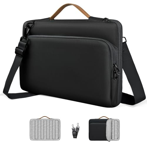 NIMOSA Porta pc Portatile Borsa Pc 15.6 Pollici con Protezione a Cuscini d'Aria - Impermeabile, Zip YKK Borse laptop per Porta MacBook Pro/Air, per Laptop In Viaggio d'Affari Nero