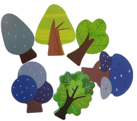 Sosoport 6stücke Teiliges Set Aus Holz Mit Bunten Bäumen Spielzeug Für Eisenbahn-Sets Sicheres Und Kreatives Zubehör Für Verbessert Beobachtungsfähigkeiten Und Raumverständnis