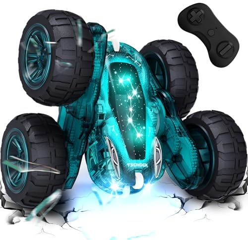 Tecnock 2026 Remote Control Cars with 2.4 Ghz Remote Control 360°Flip Stunts RC Car Monster Truck with Colorful Light for 3-12 Years Outdoor Toy Gift for Kids