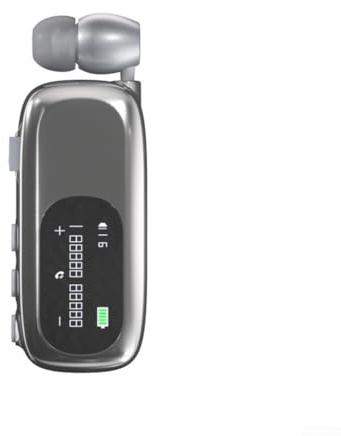 WheatThrive Cuffie intrauricolari wireless, con collare antistrappo, compatibili con Bluetooth, con display digitale di 20 ore di riproduzione, per uso quotidiano (argento)