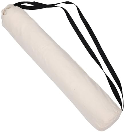 Housoutil Bolsa para Esterilla de Yoga Mediana Color Crema Cordón y Cremallera, Capacidad Extra Grande, Material Resistente, Incluye 2 Correas para Transporte, Adecuado para Gimnasio