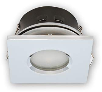 Faretto da incasso, faretto da soffitto, Aqua in alluminio, quadrato, da bagno, cromato, IP65, per lampada a LED, da incasso + attacco GU10 230 V